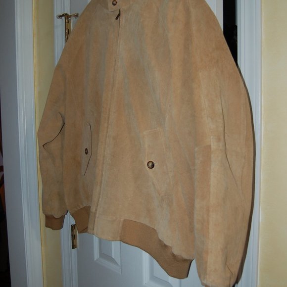 Orvis Soft Leather Light Tan Bomber Jacket Mens XL - Picture 2 of 8